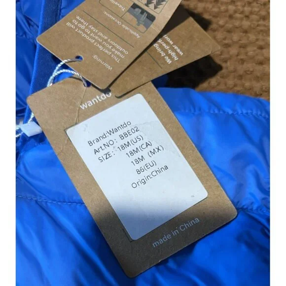 Wantdo Toddler Boy/Girl Winter Jacket with Hood Lightweight Puffer 18 Month NWT - Picture 7 of 16